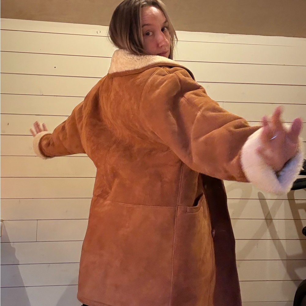 Vintage Shearling Coat - Rust Orange - Picture 4 of 5